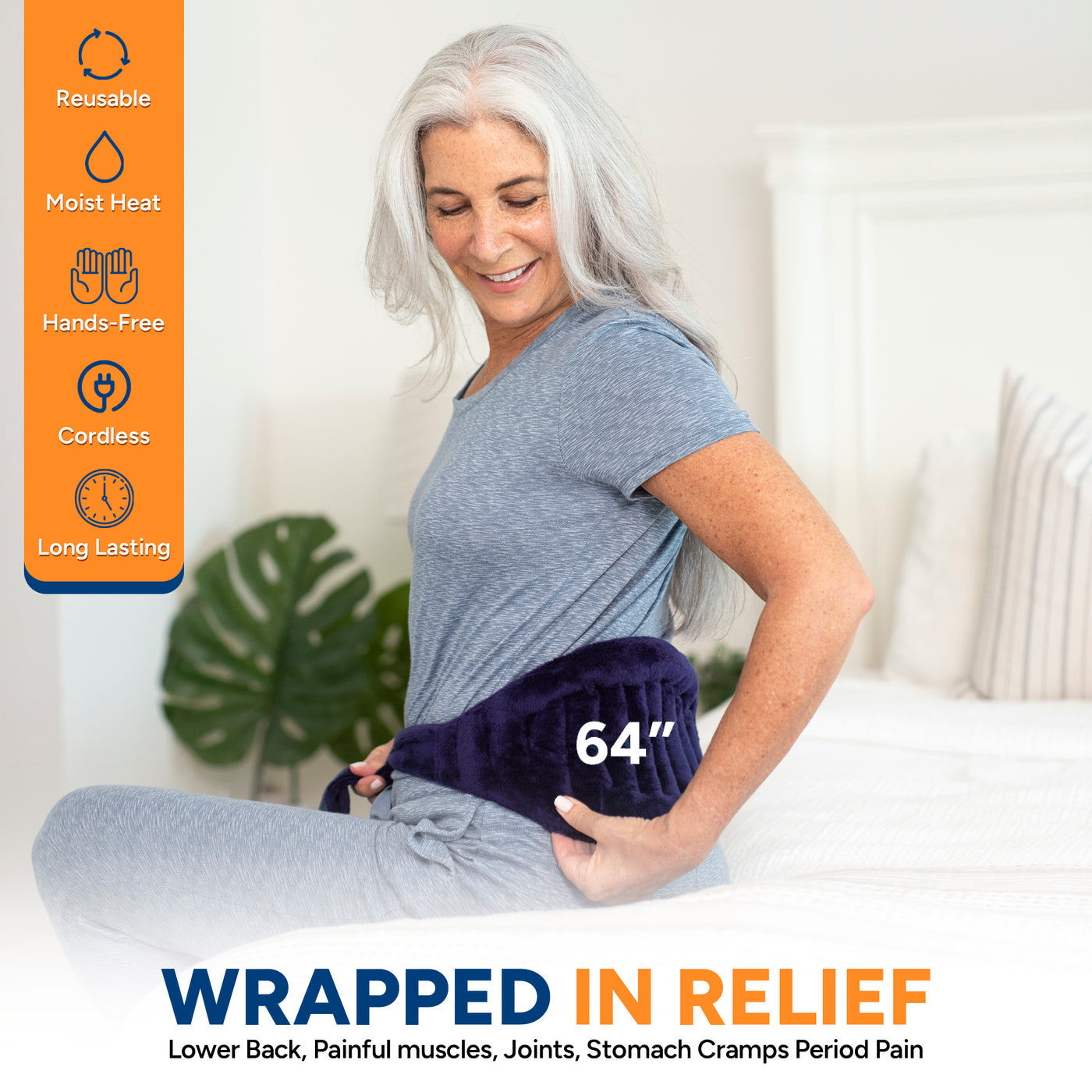 Lower Back Heat Wrap for Back Pain Relief - Size Small Purple