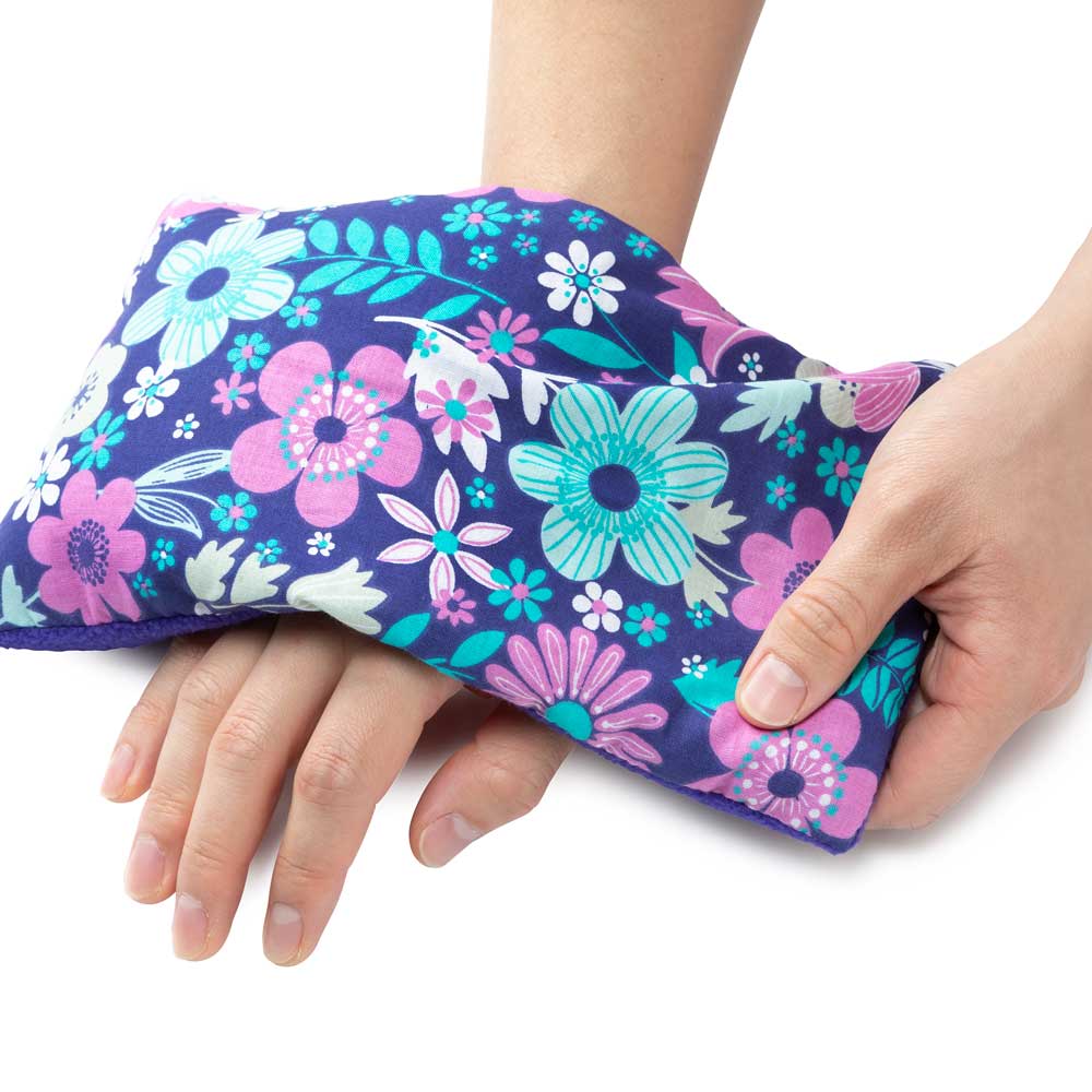 Small Heating Pad Microwavable - Moist Hot Compress (Purple Flowers)