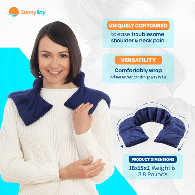 Microwavable Neck and Shoulder Heating Wrap, Odorless, Blue