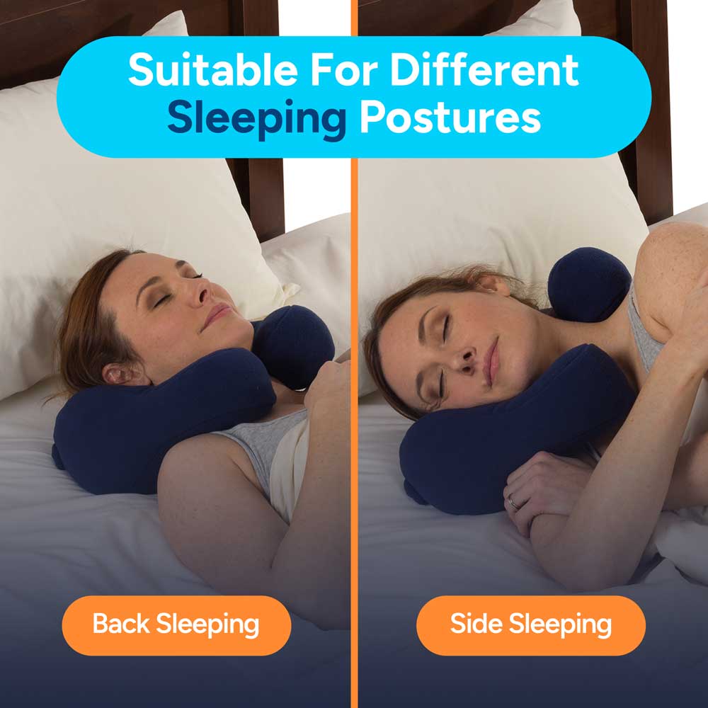 Chiropractic Neck Pillow sleeping travel neck cramp cushion pain relief , Blue, medium