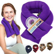 Lavender-scented Microwavable Neck Heating Wrap with Flax Seeds, 26"x5", Purple