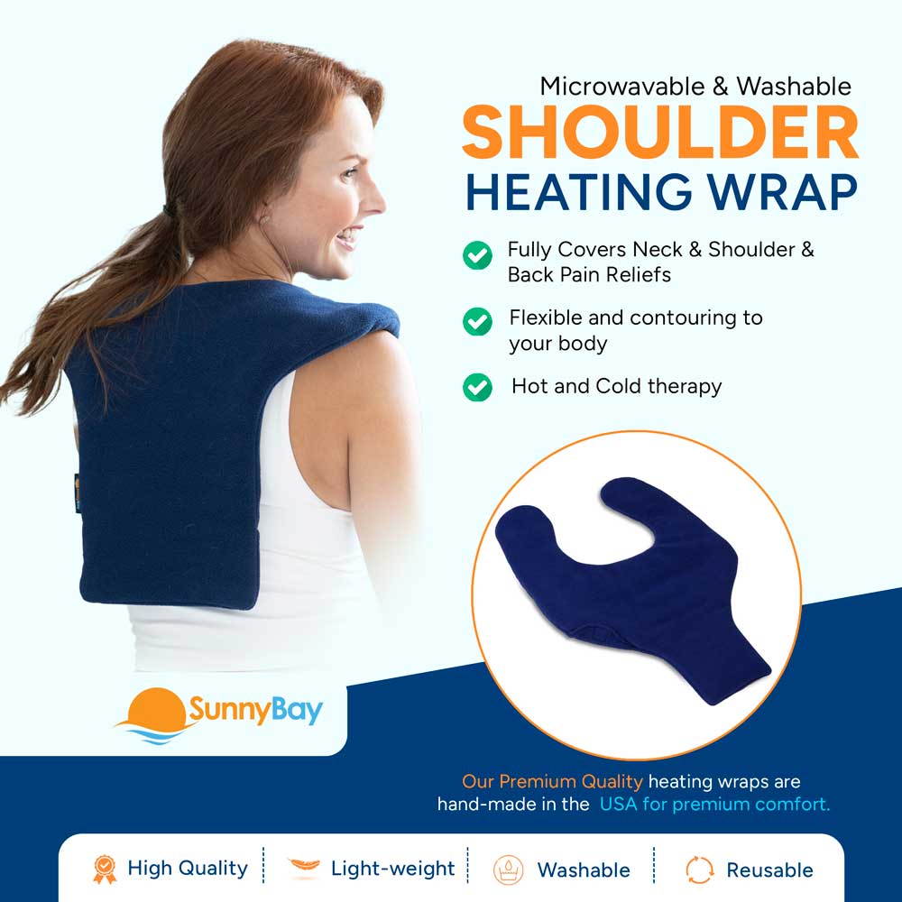 Microwavable Heating Wrap For Shoulder Upper Back, medium Blue