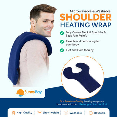 Microwavable Heating Wrap For Shoulder Upper Back, XL Blue