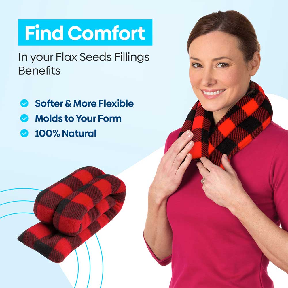 SunnyBay Microwavable Neck Heating Wrap Flax Seeds Buffalo Plaid