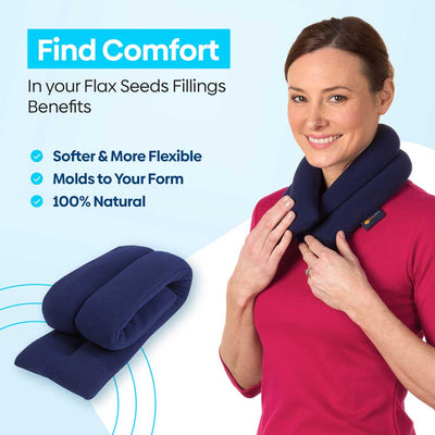 Microwavable heated neck wrap, neck pain relief pillow muscle cramps Made in USA blue