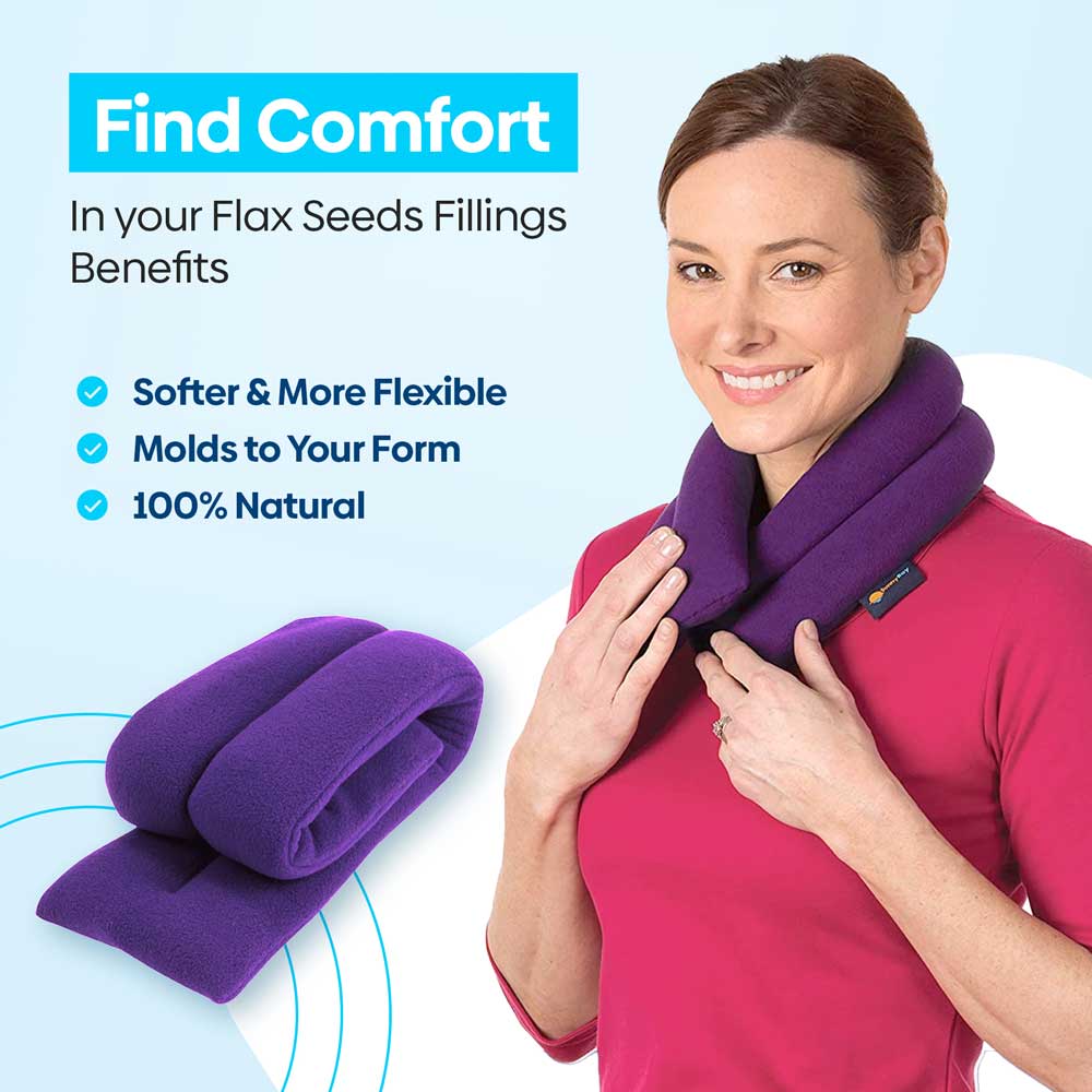 SunnyBay Microwavable Neck Heating Wrap Flax Seeds Cotton Purple