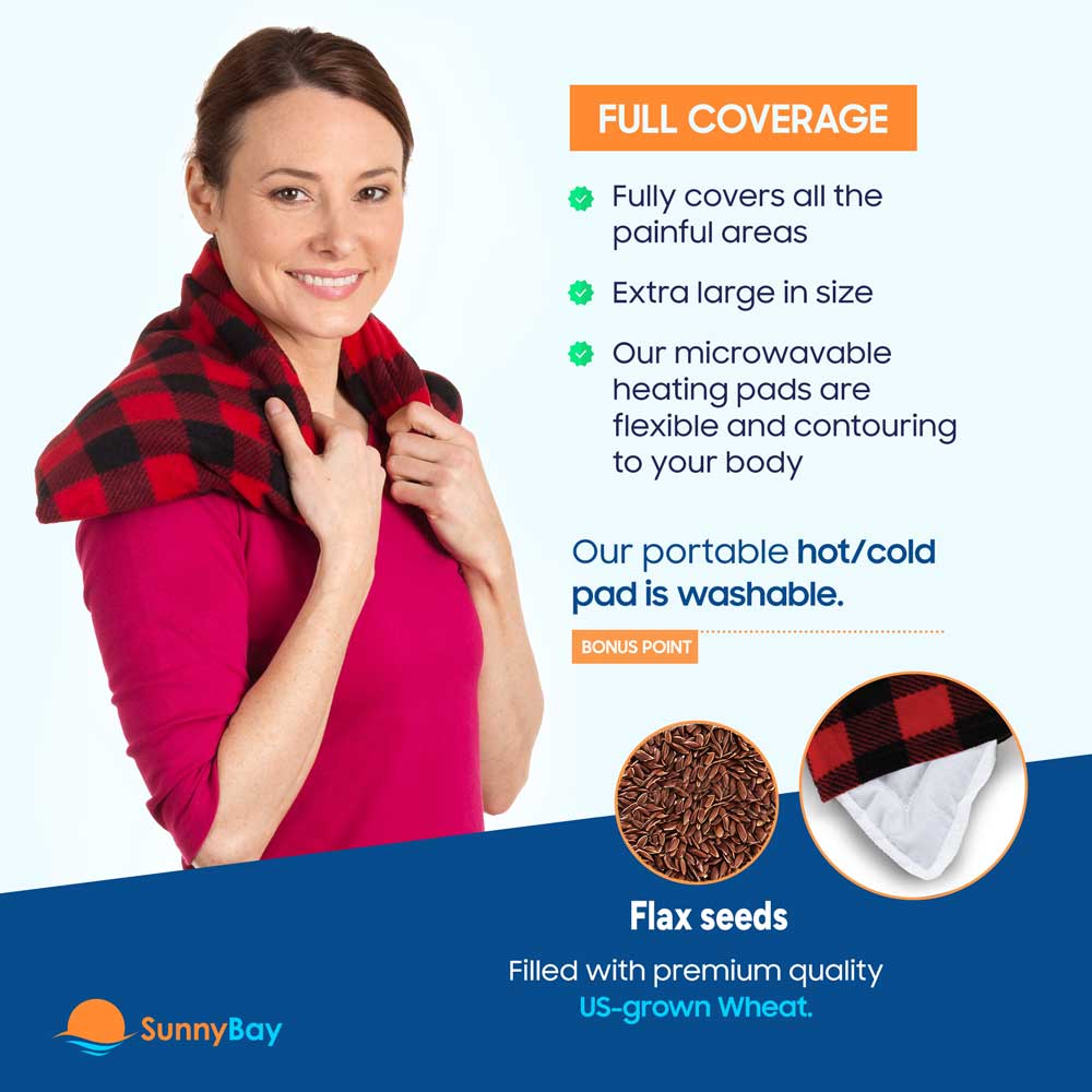 SunnyBay Microwavable Heating Pad Washable flax seeds moist heat back pain relief