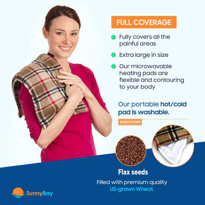 SunnyBay Microwavable Heating Pad Washable flax seeds moist heat back pain relief