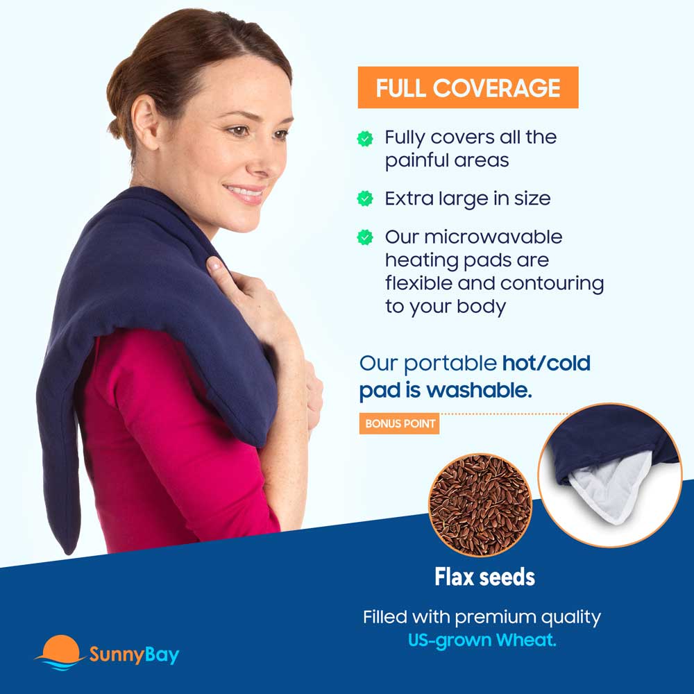 SunnyBay Microwavable Heating Pad Washable flax seeds moist heat back pain relief