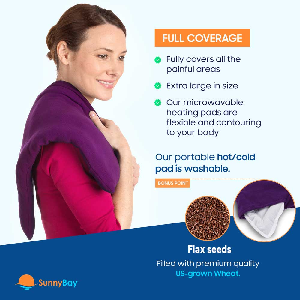 SunnyBay Microwavable Heating Pad Washable flax seeds moist heat back pain relief