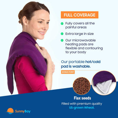 SunnyBay Microwavable Heating Pad Washable flax seeds moist heat back pain relief