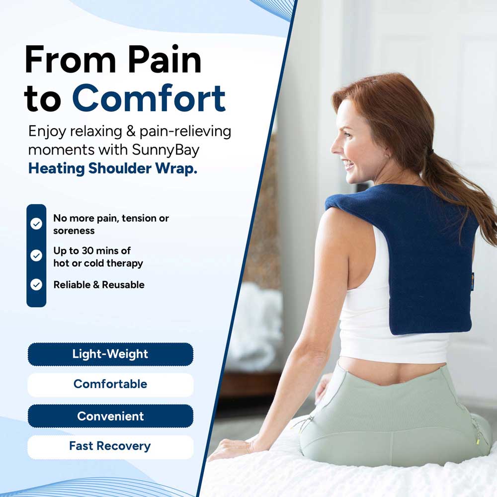 Microwavable Heating Wrap For Shoulder Upper Back, XL Blue