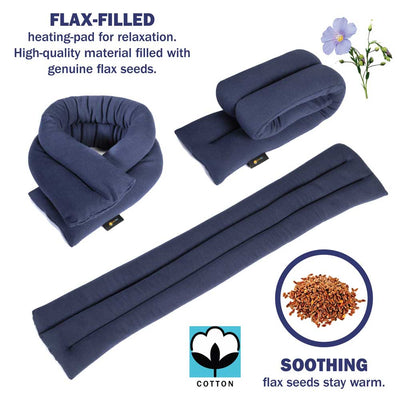 SunnyBay Microwavable Neck Heating Wrap Flax Seeds Cotton Blue