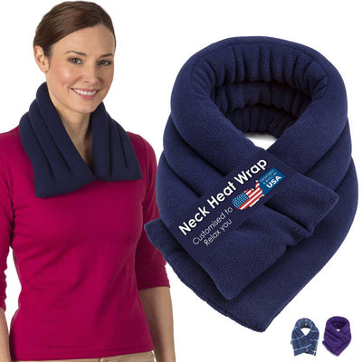 Microwavable Neck Heating Wrap Pain Relief Flax seeds Blue