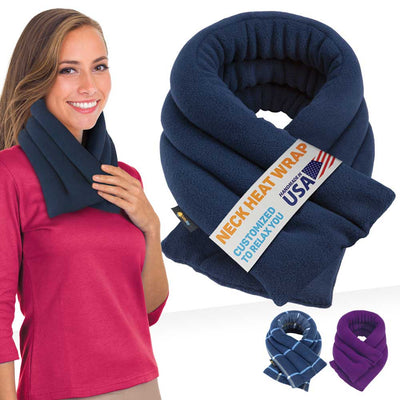 Microwavable Neck Heating Wrap Pain Relief Flax seeds Blue