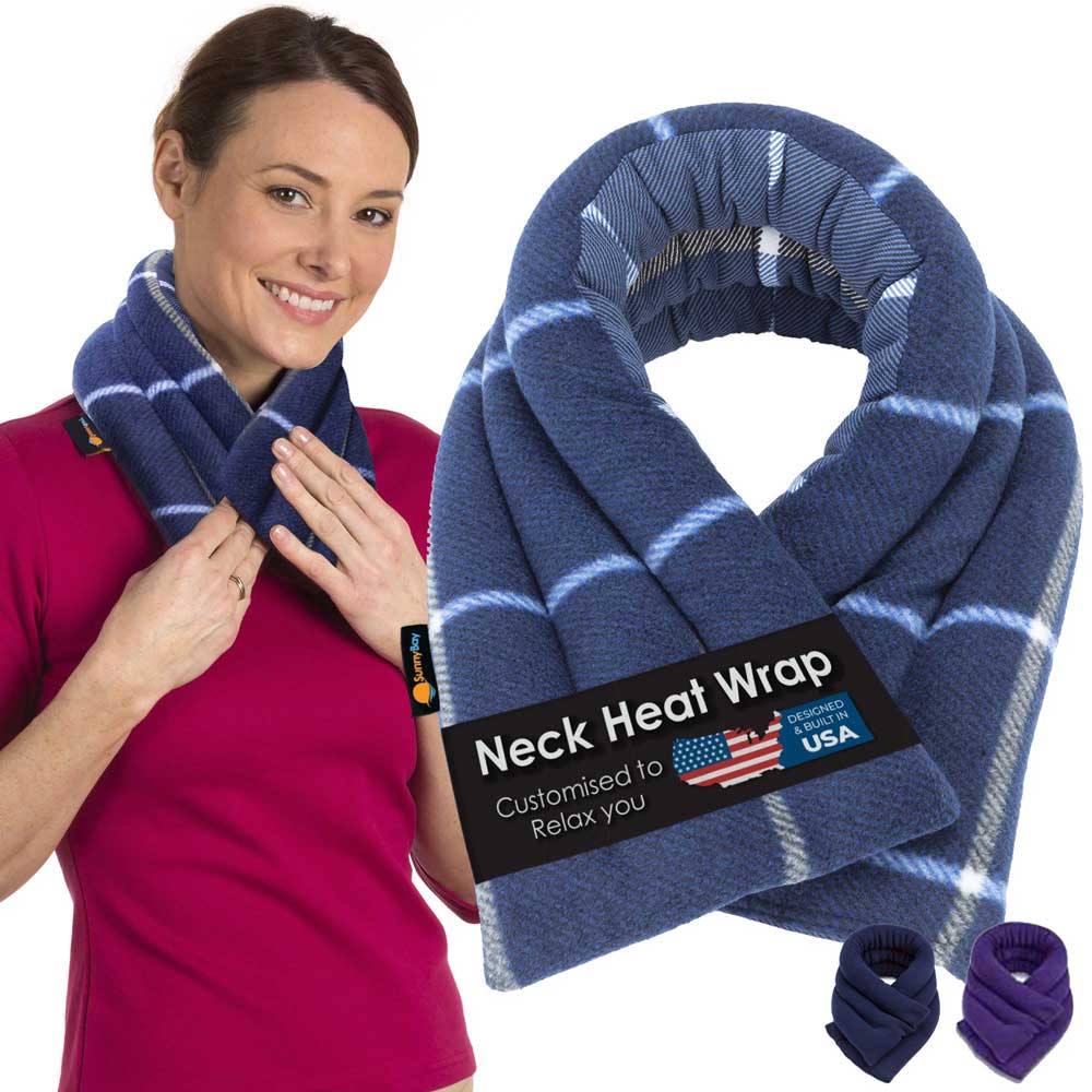 Microwavable Neck Heating Wrap heated neck wrap for pain relief blue plaid