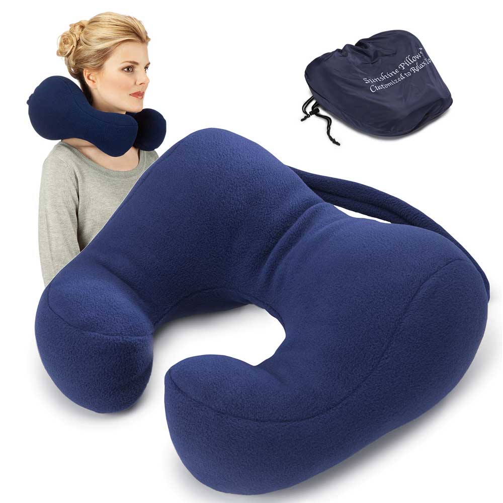 Chiropractic Neck Pillow sleeping travel neck cramp cushion pain relief , Blue, Small