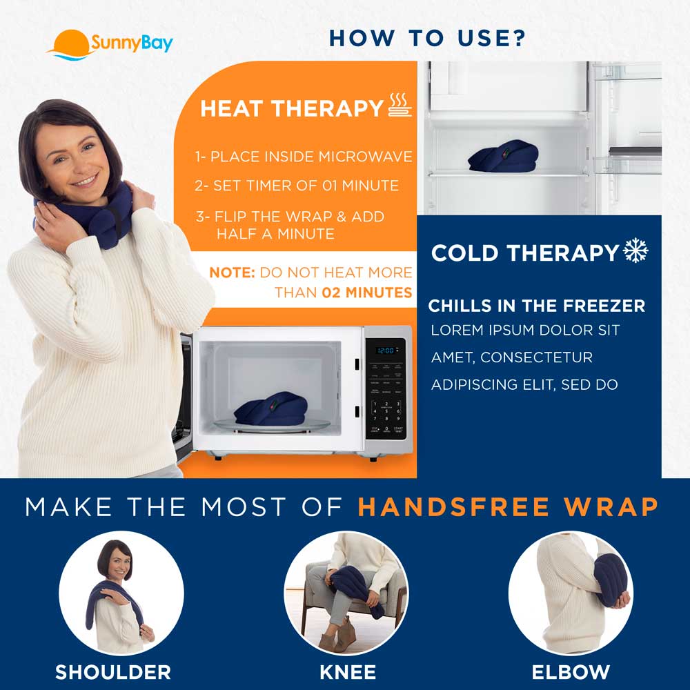 Microwavable Neck Heating Pad 2-pack hands-free navy buffalo