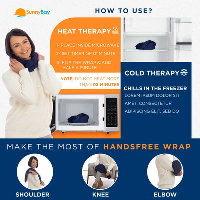 Cotton Hands-free Microwavable Neck Heating Wrap, Blue