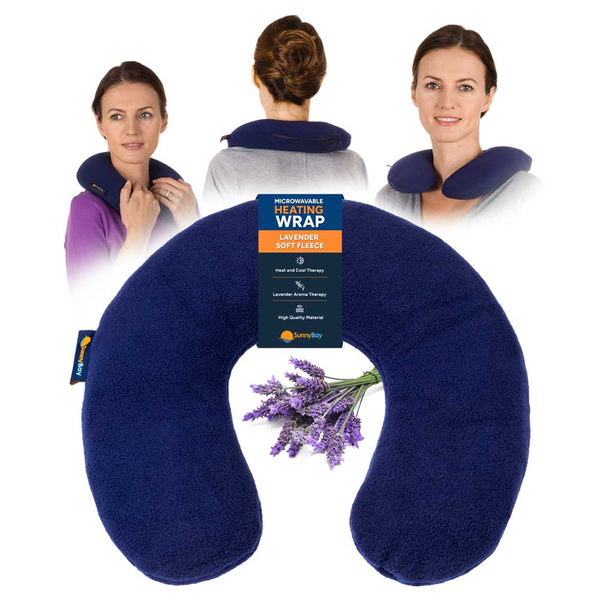 lavender microwavable neck heating pad Lavender scented Microwavable Neck Heating Pad Washable Navy Blue Cover SunnyBay