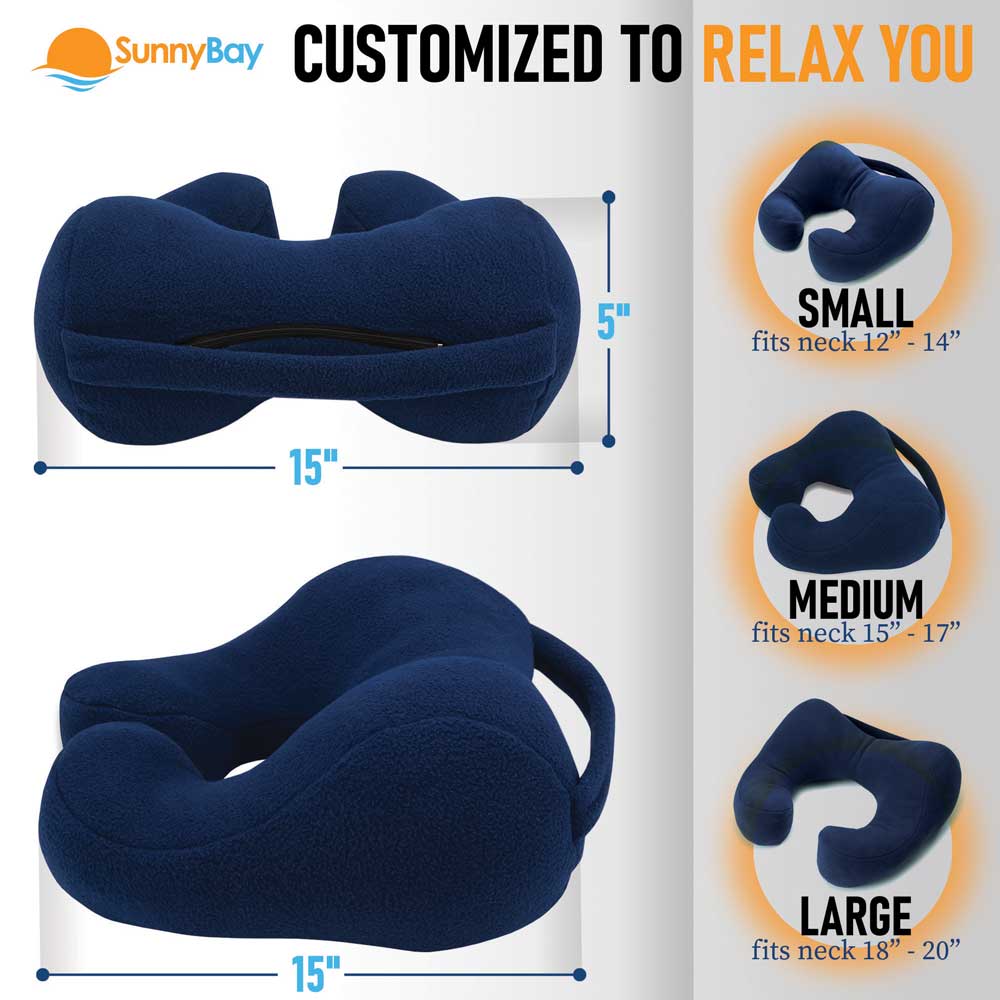 Chiropractic Neck Pillow sleeping travel neck cramp cushion pain relief , Blue, medium