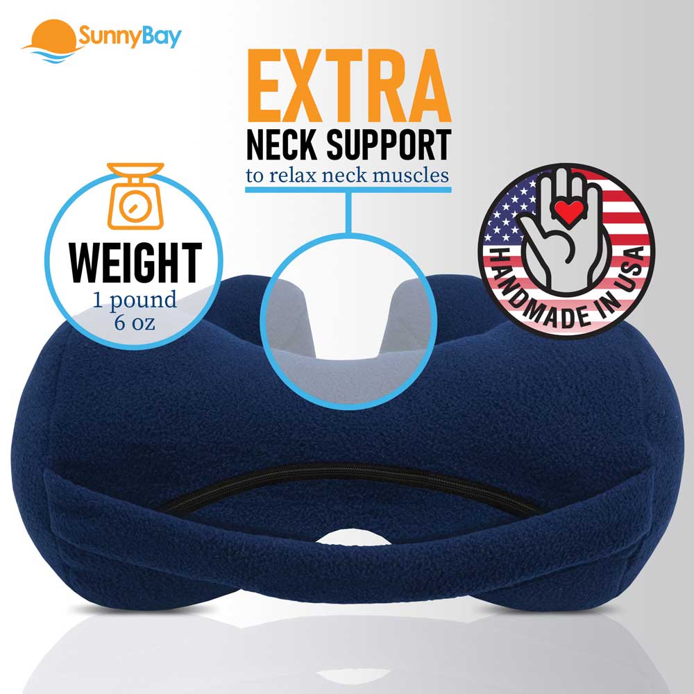 Chiropractic Neck Pillow sleeping travel neck cramp cushion pain relief , Blue, medium