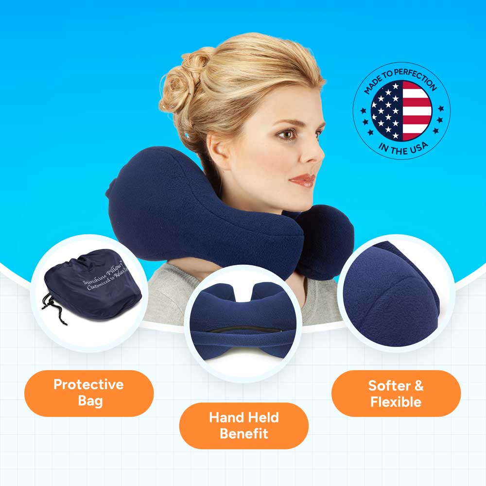 Travel pillow for neck support, bus train airplane stiff neck relief, small
