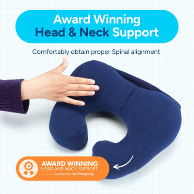 Chiropractic Neck Pillow sleeping travel neck cramp cushion pain relief , Blue, Large
