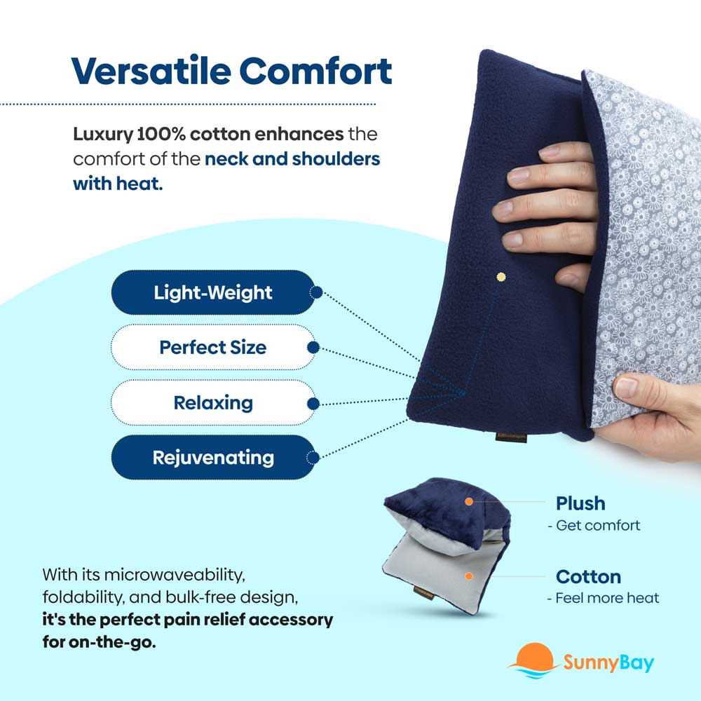Small Heating Pad Microwavable - Moist Hot Compress Blue Grey