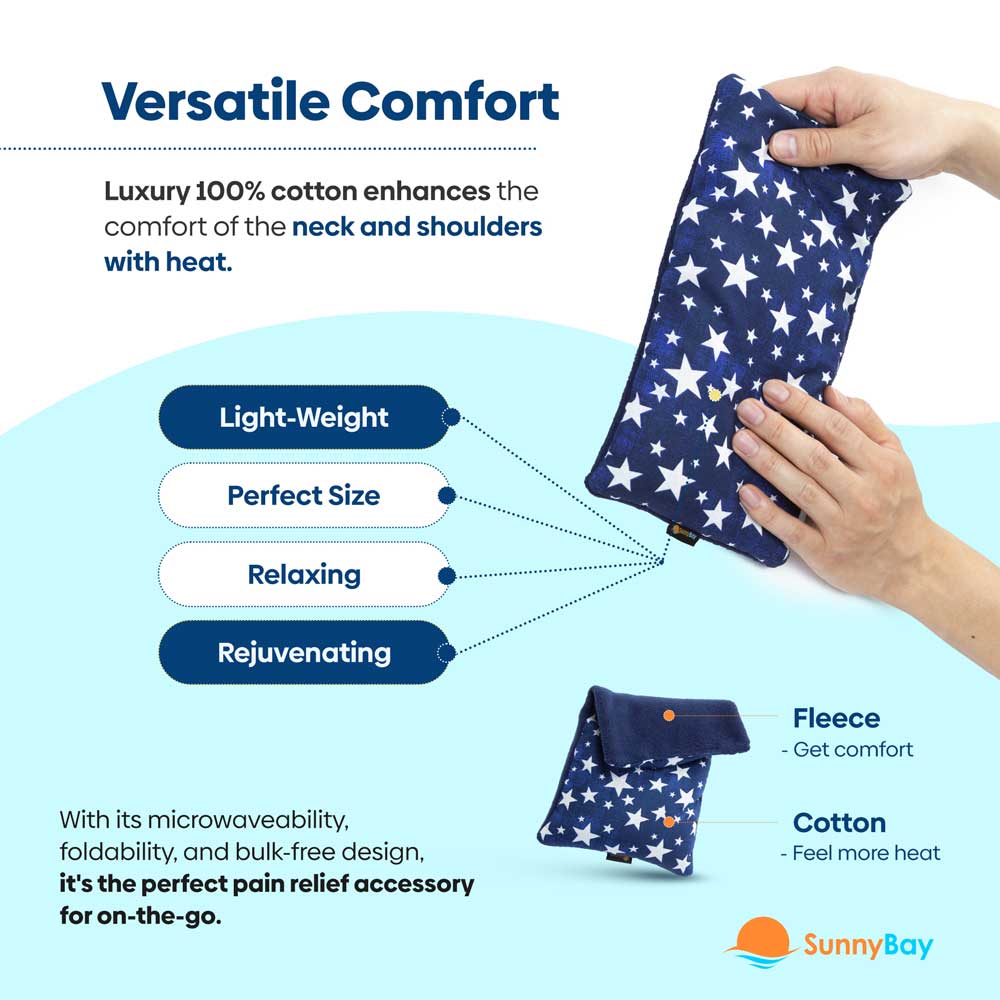 Small Heating Pad Microwavable - Moist Hot Compress Blue Stars