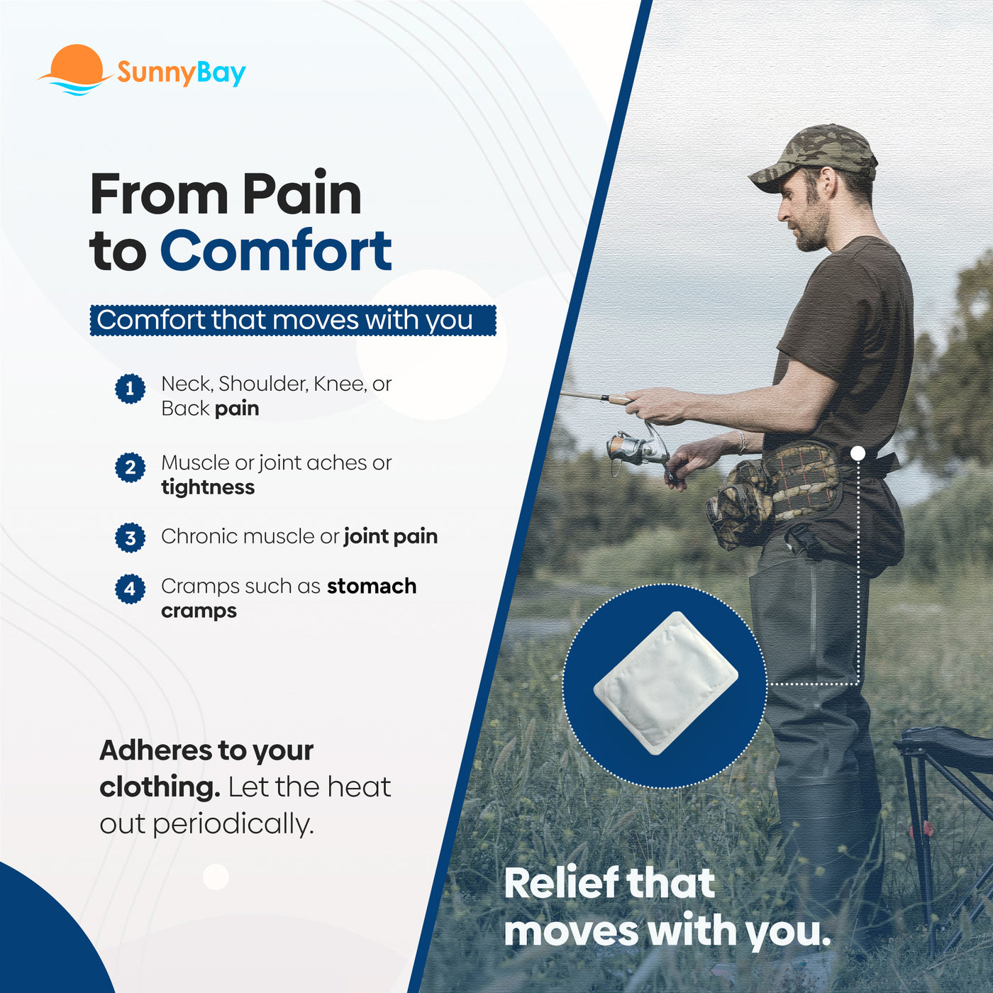 SunnyBay Disposable Heat Patches bulk pack back pain relief