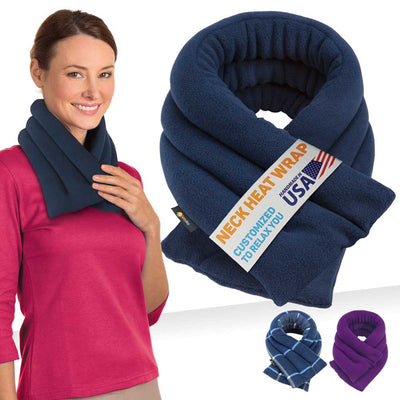 Microwavable Neck Heating Wrap Pain Relief Flax seeds Blue