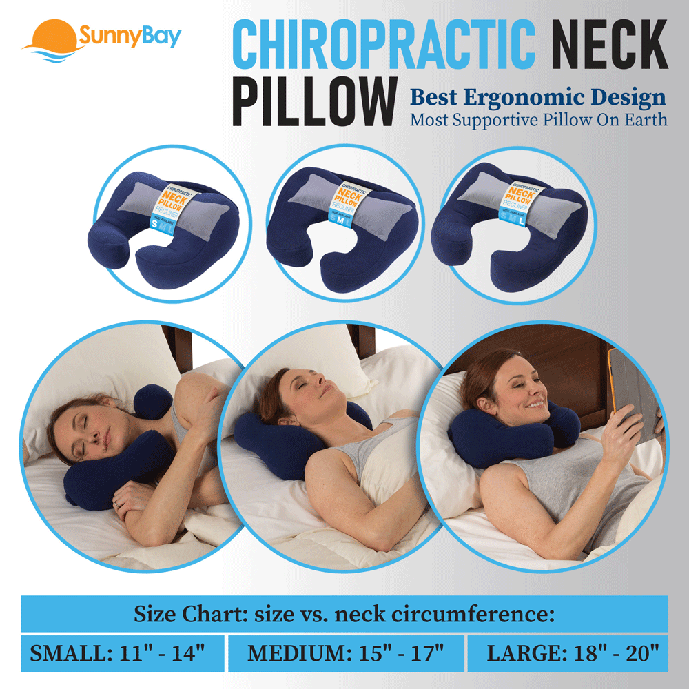 chiropractic neck pillow for sleeping spine alignment 3 sizes