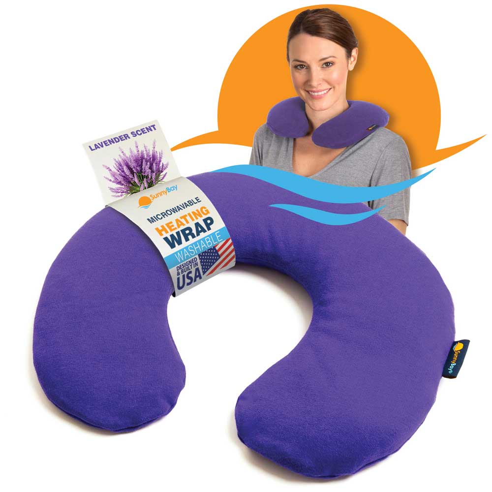 lavender aroma microwavable neck heating wrap moist heated neck pain relief 