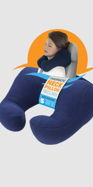 Chiropractic Neck Pillow sleeping travel neck cramp cushion pain relief , Blue, medium