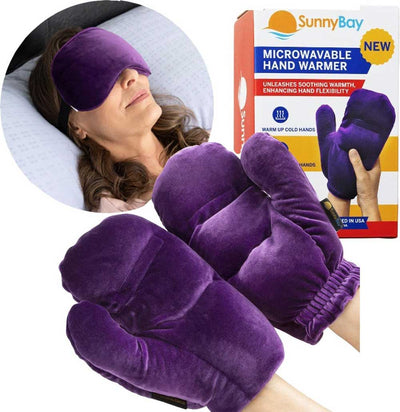 Dry Eye Therapy Eye Mask and Hand Warmers, Reusable Microwavable Odorless Heat Therapy, Purple