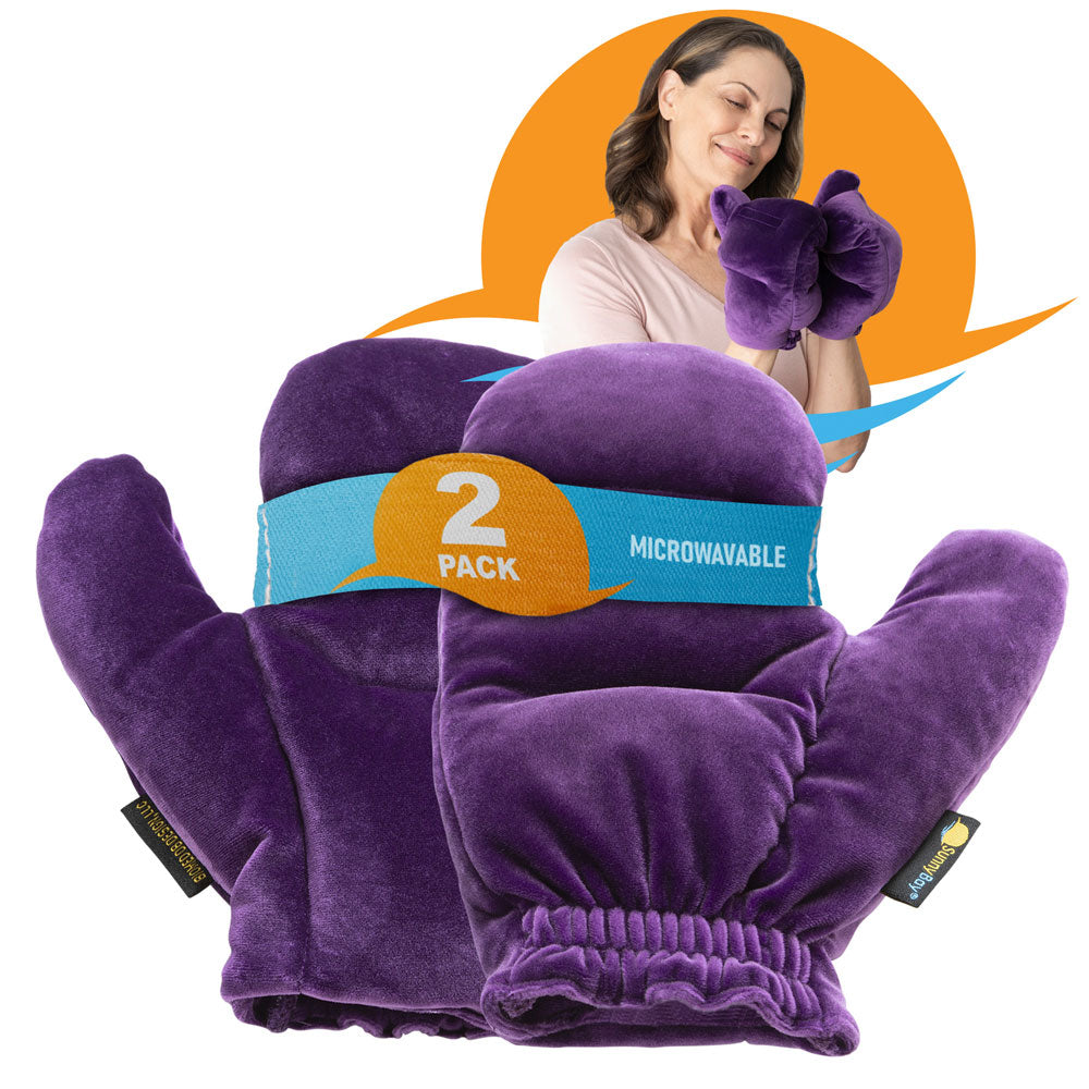 Microwavable Hand Warmers - Odorless Washable Gloves To Warm Fingers - Purple