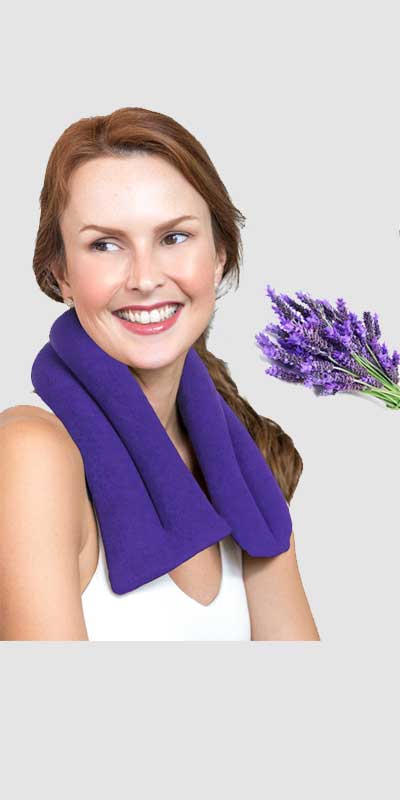 Lavender Microwavable Neck Heating Wrap aroma heated neck pillow Flax purple