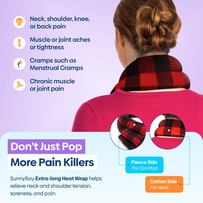 Lavender-scented Microwavable Neck Heating Wrap with Flax Seeds, 26"x5", Buffalo-SunnyBay
