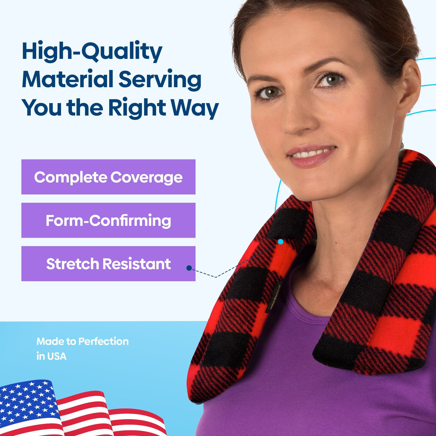 Lavender-scented Microwavable Neck Heating Wrap with Flax Seeds, 26"x5", Buffalo-SunnyBay