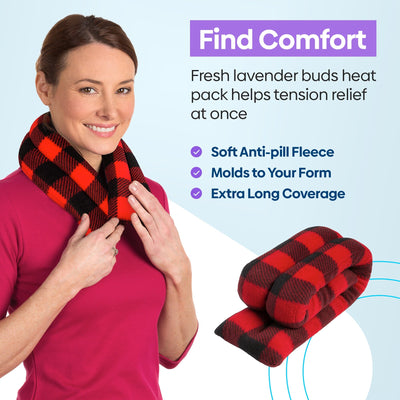 Lavender-scented Microwavable Neck Heating Wrap with Flax Seeds, 26"x5", Buffalo-SunnyBay