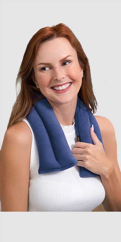 Microwavable heated neck wrap, neck pain relief pillow muscle cramps Made in USA blue