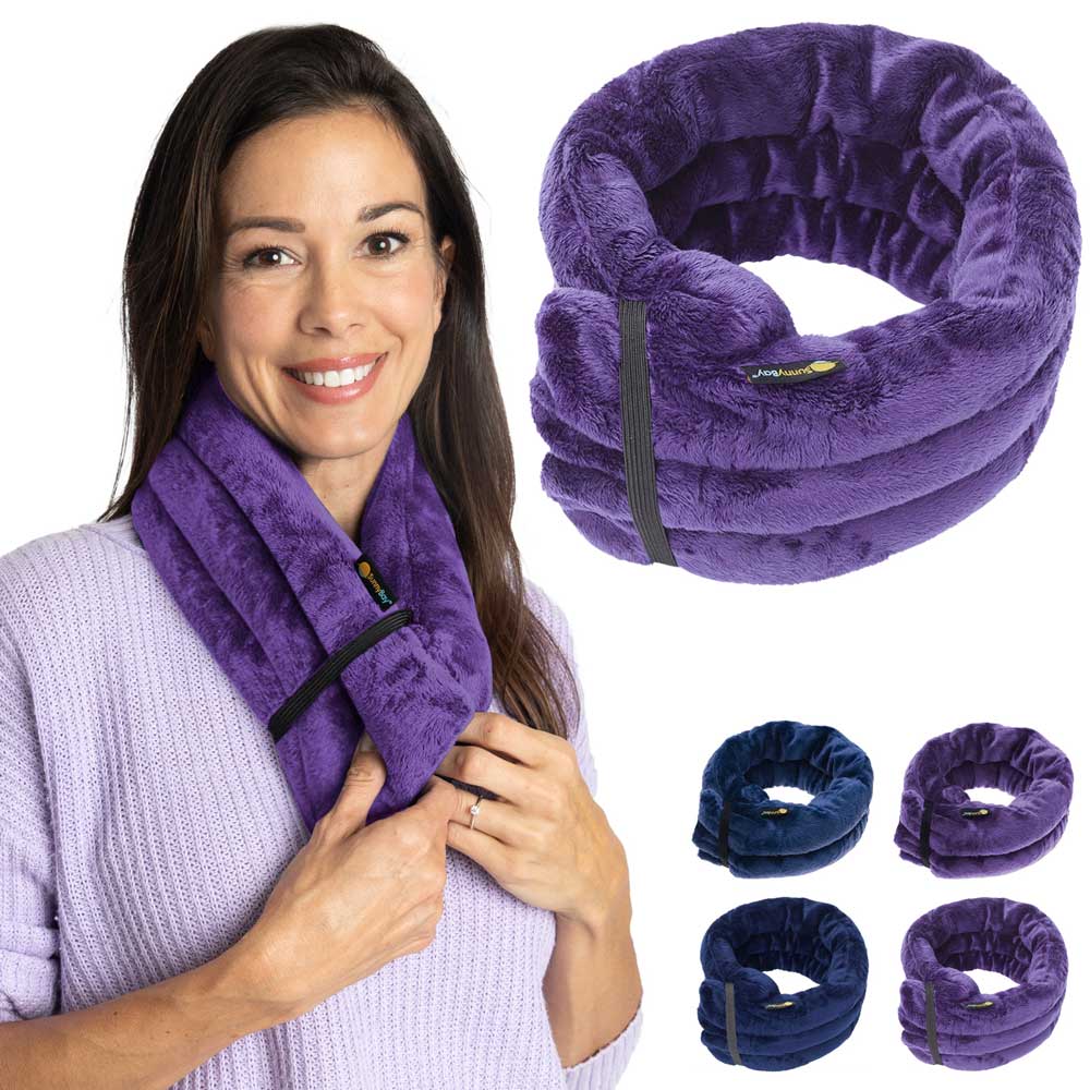 Microwavable Heat Wrap heated neck wrap for neck pain relief, wider, purple