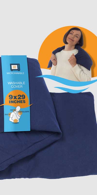 Microwavable Shoulder Body Heating Wrap 9"x29" Blue moist flax seeds