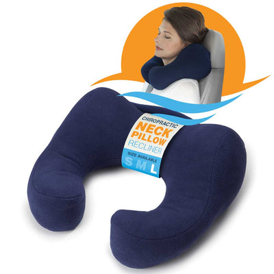 Chiropractic Neck Pillow sleeping travel neck cramp cushion pain relief , Blue, large