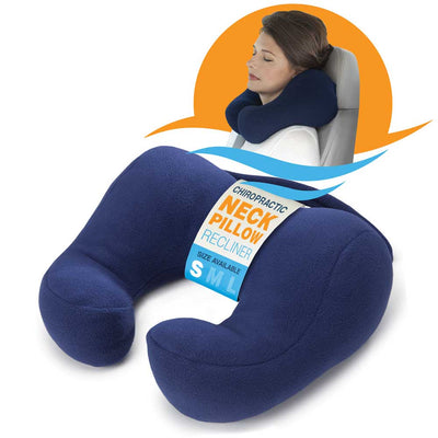 Chiropractic Neck Pillow sleeping travel neck cramp cushion pain relief , Blue, small