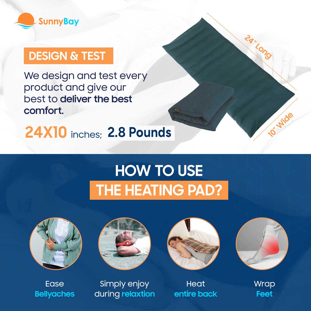 SunnyBay Microwavable Heating Pad Washable flax seeds moist heat back pain relief