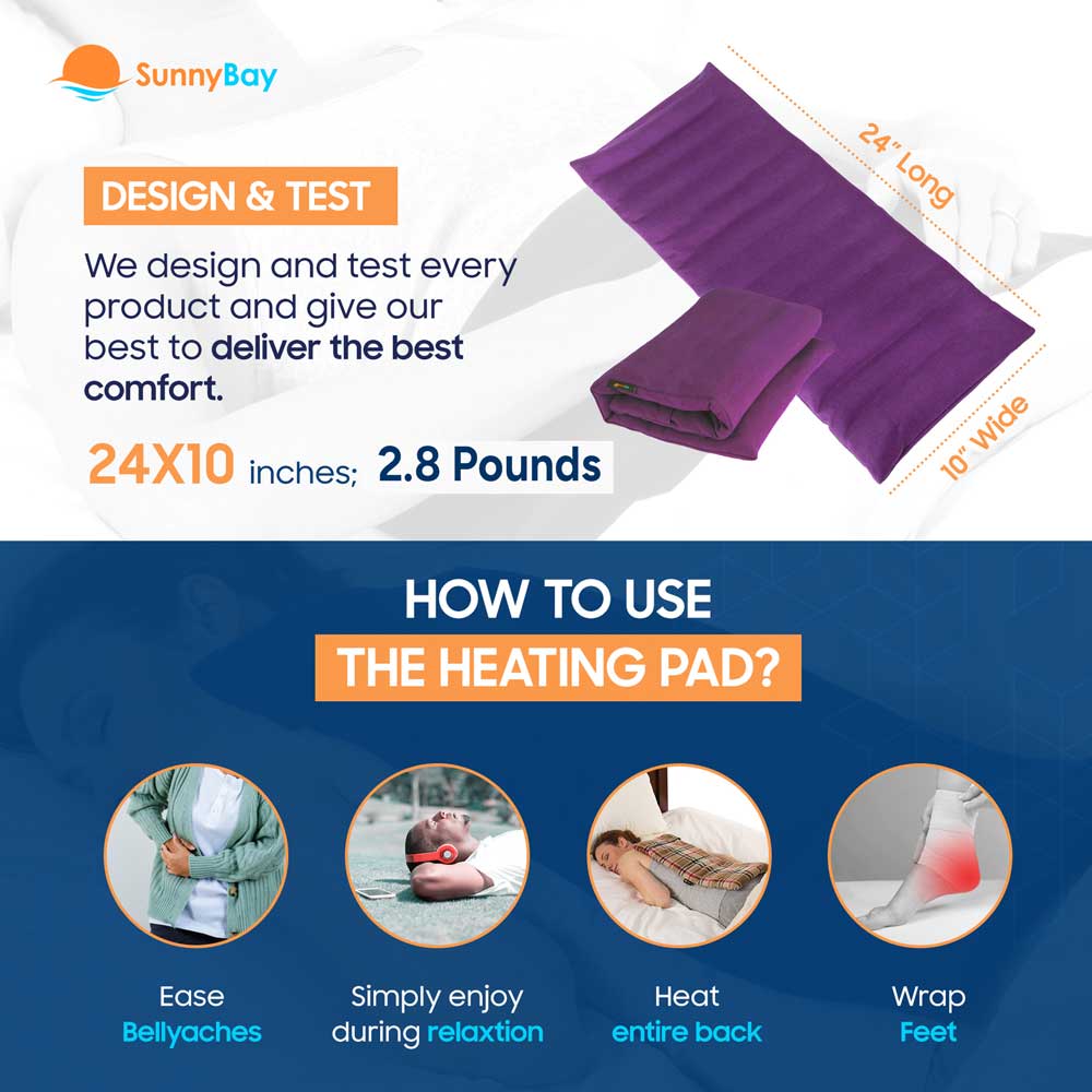 SunnyBay Microwavable Heating Pad Washable flax seeds moist heat back pain relief